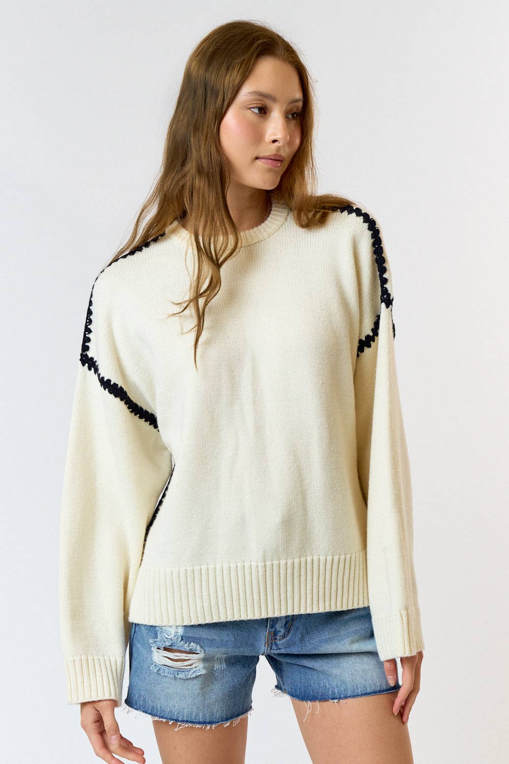 Contrast Stitch Sweater