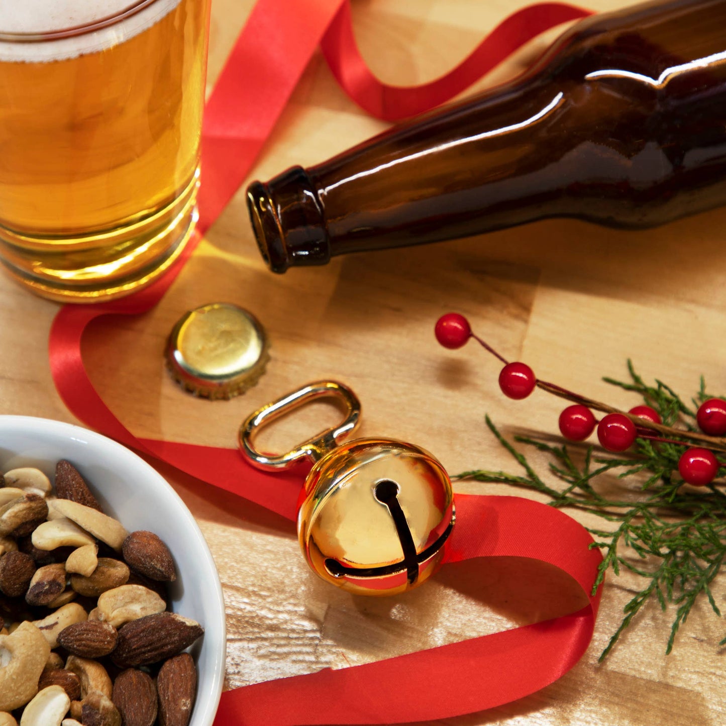 Gold Plated Metal Jingle Bell Bottle Opener