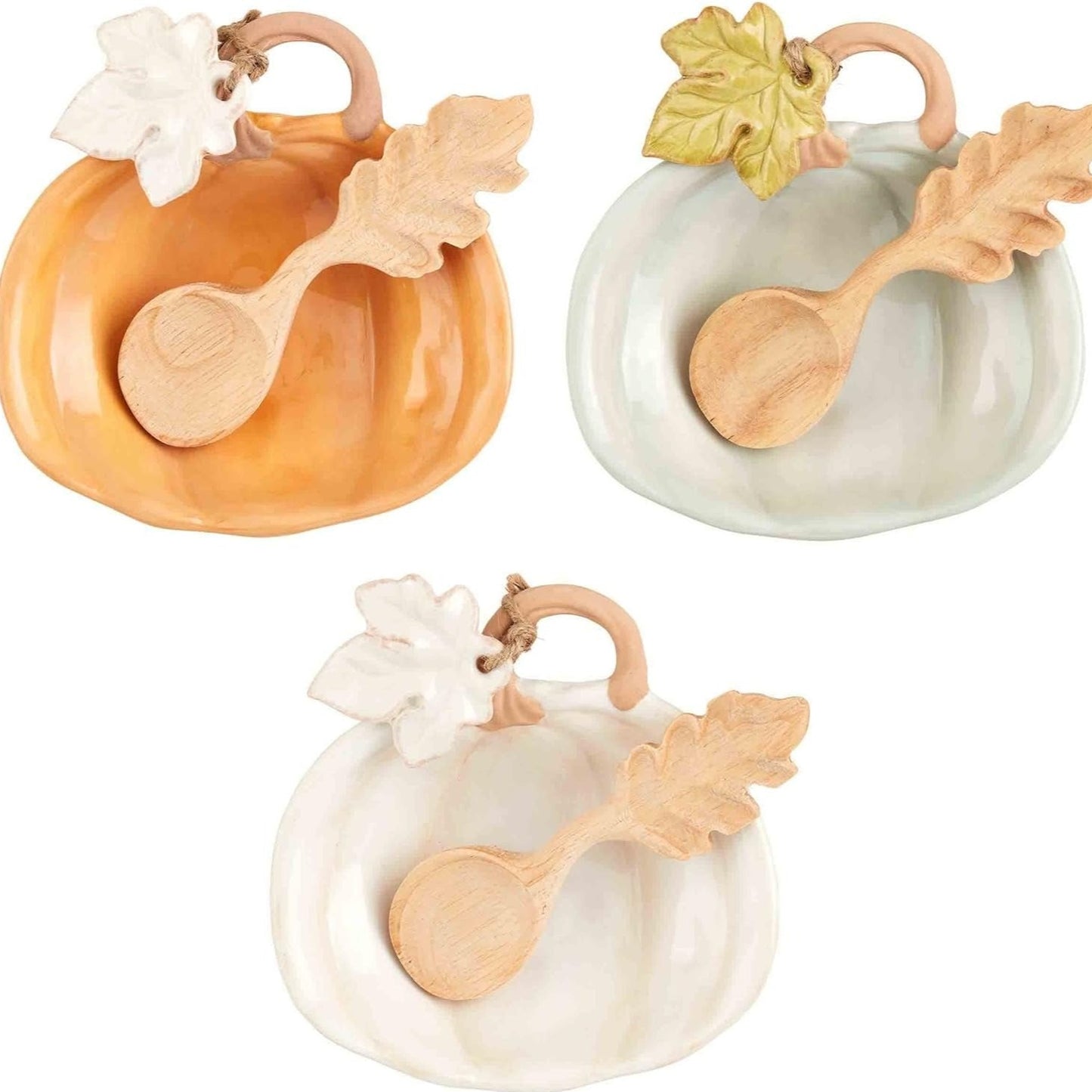 Ceramic Pumpkin Tidbit Dish & Spoon