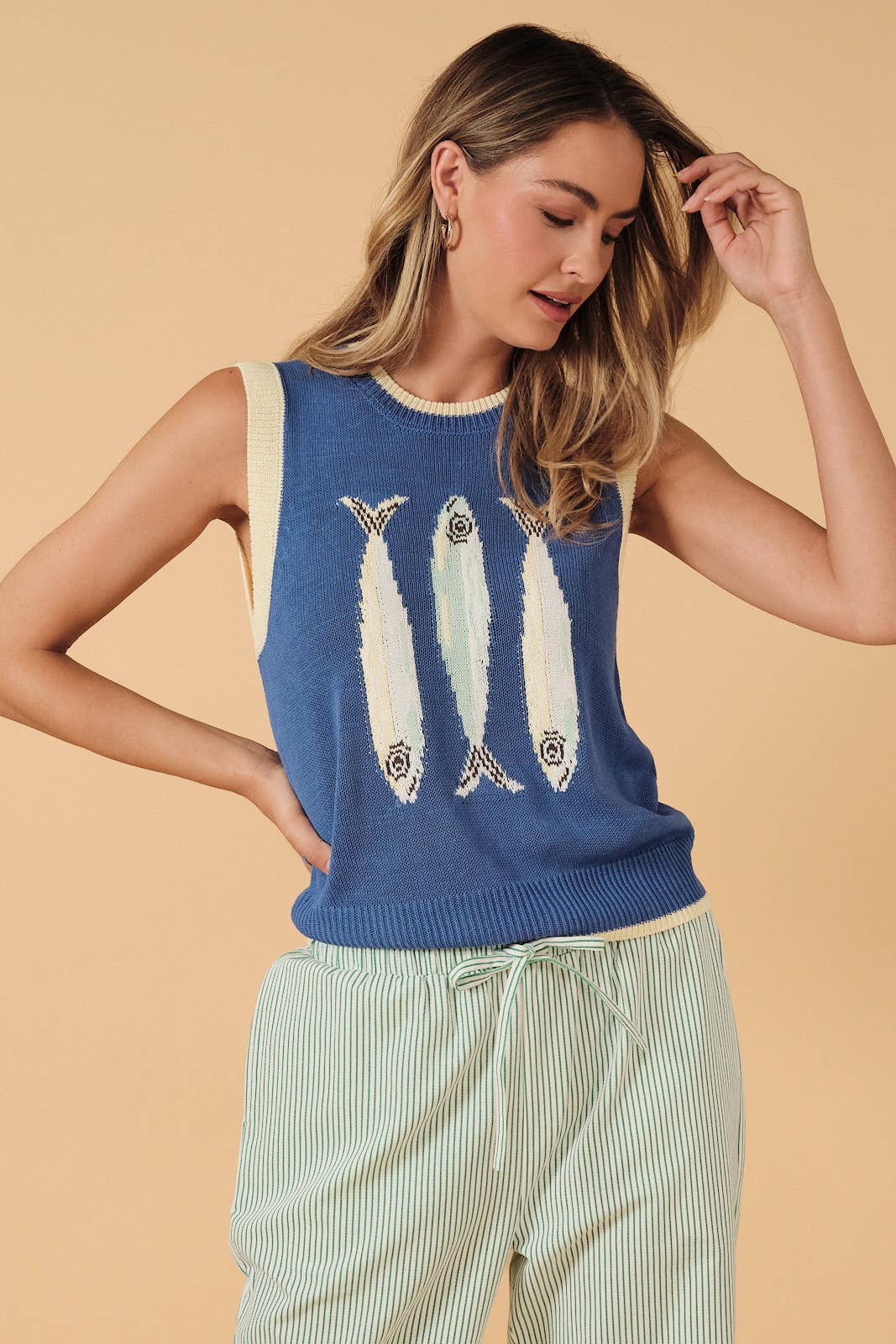Fish Graphic Sweater Vest