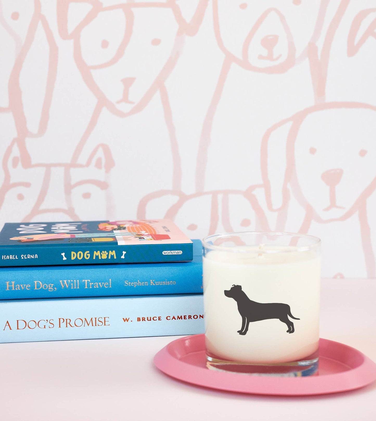 Pitbull Dog Breed Soy Candle: Reusable Rocks Glass