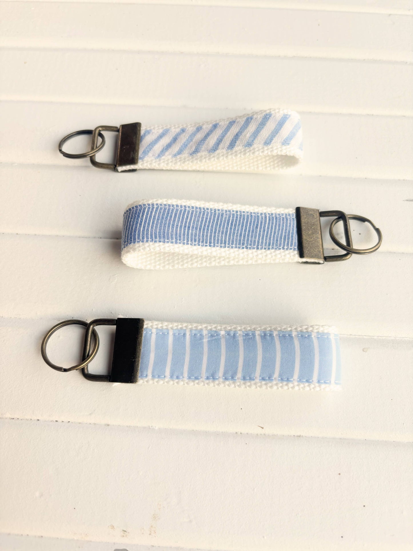 Coastal Stripes Upcycled Fabric Key Fobs