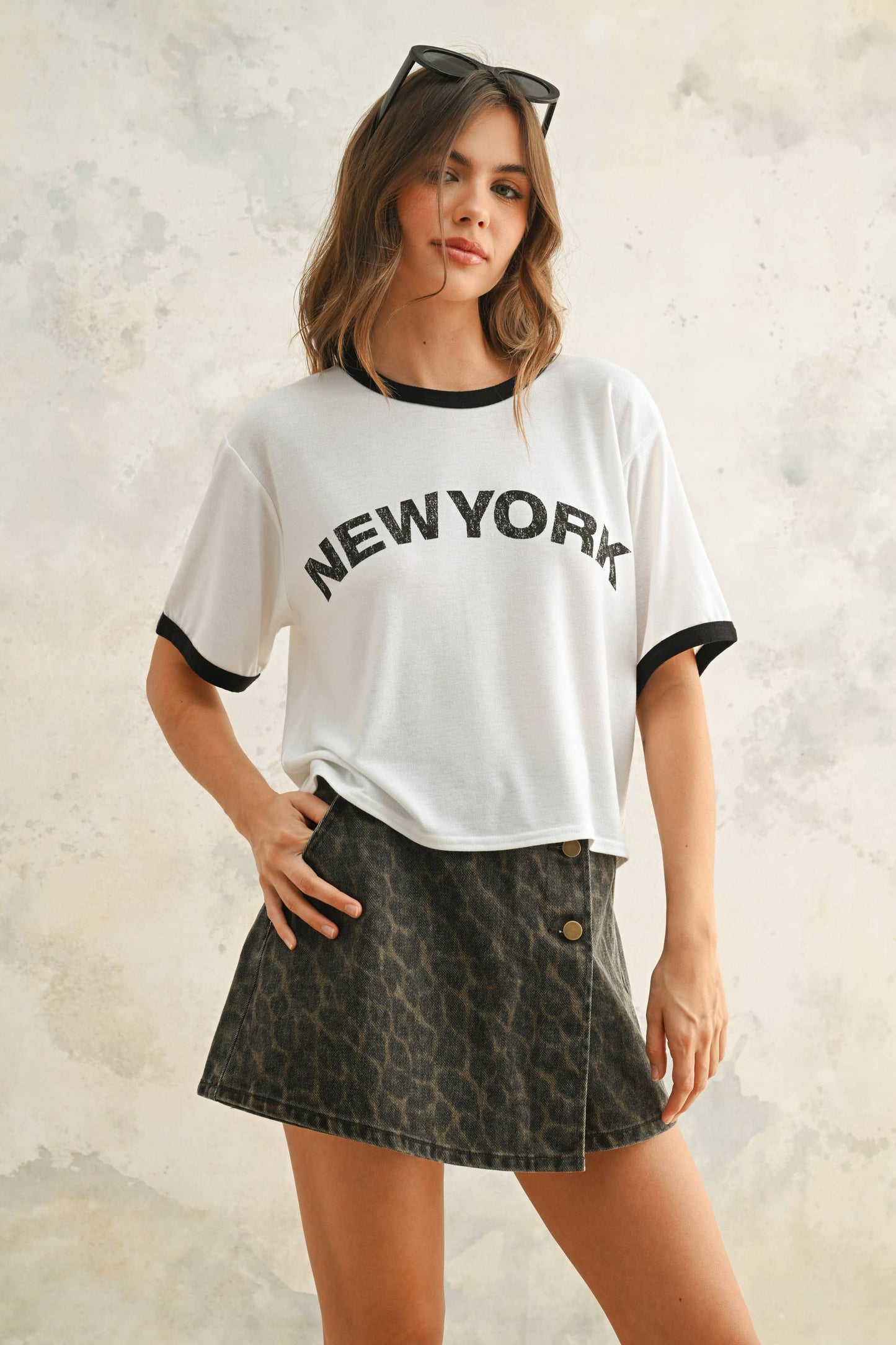 New York Faded Letter Front Tee