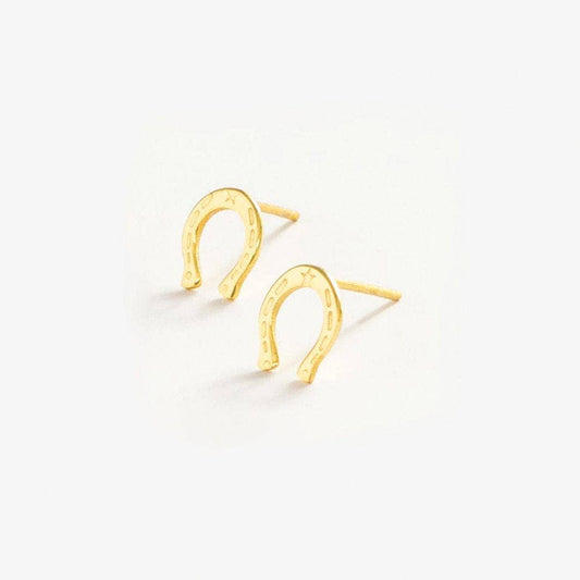 Alice Horseshoe Brass Stud Earrings