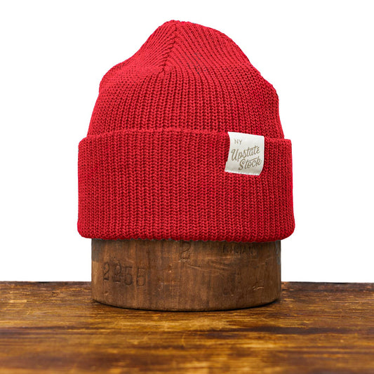 Cherry Red Upcycled Cotton Beanie