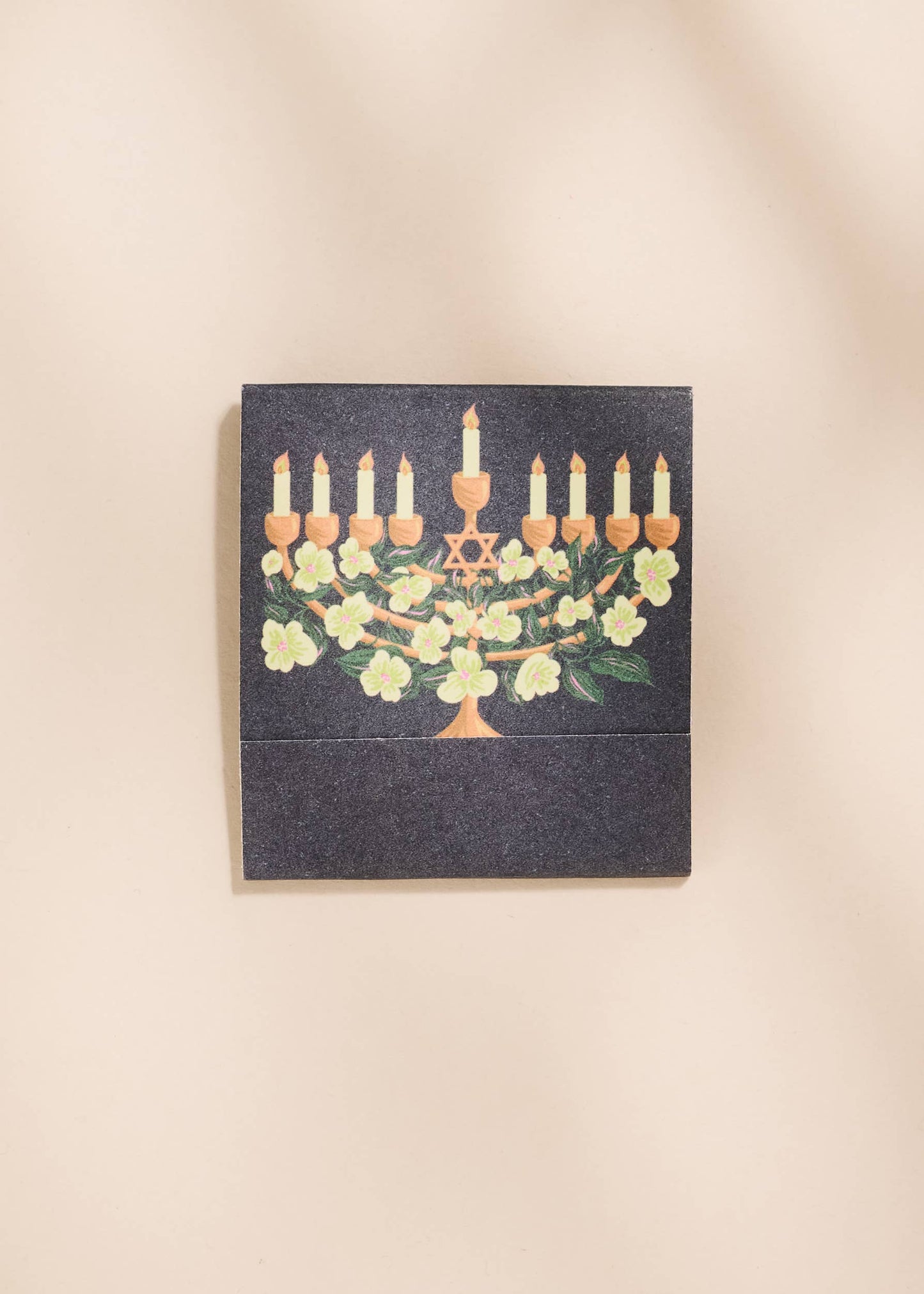 Floral Illustrated Menorah Printed Matchbook