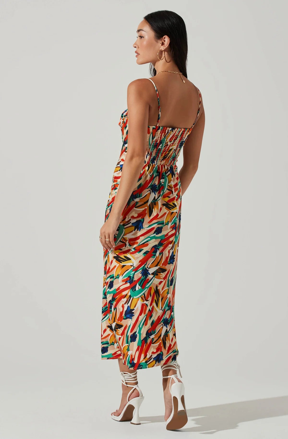 Mariela Abstract Satin Midi Dress