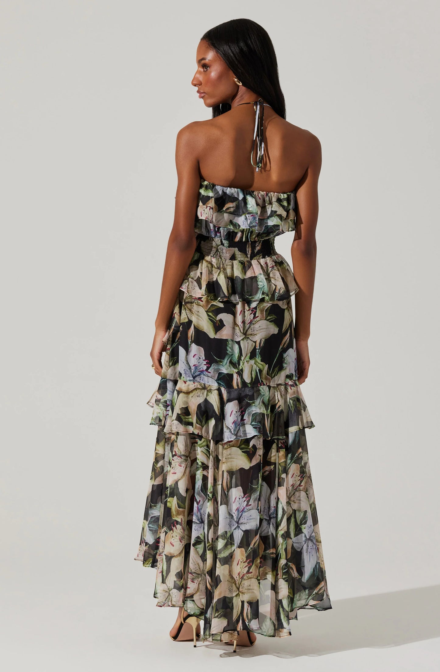 Elena Tiered Halter Maxi Dress