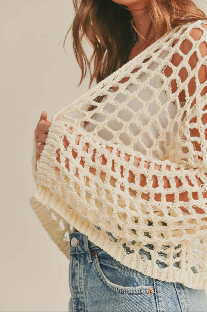 Crop Crochet Knit Cardigan