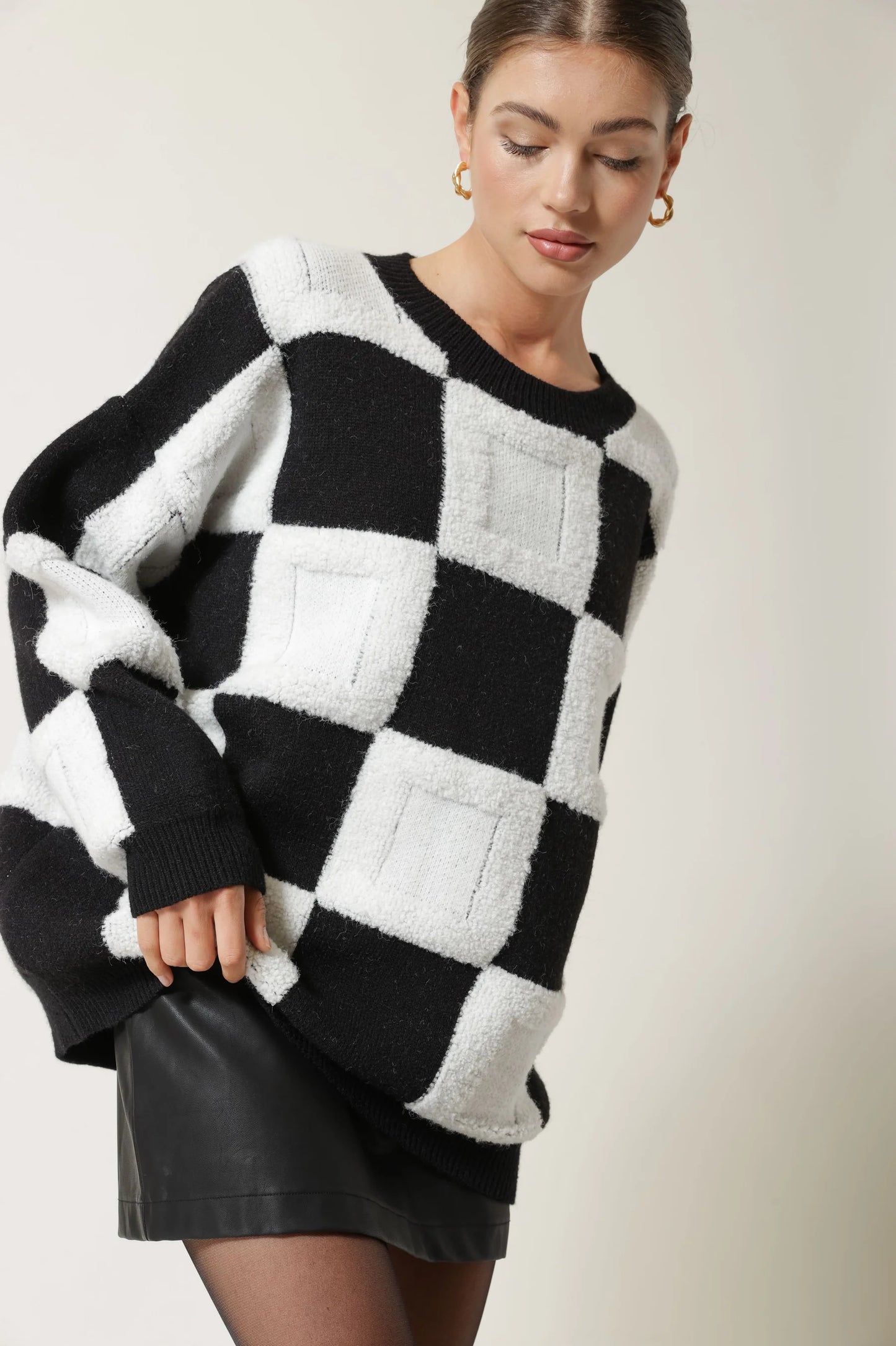 Jaque Black and White Square Sweater