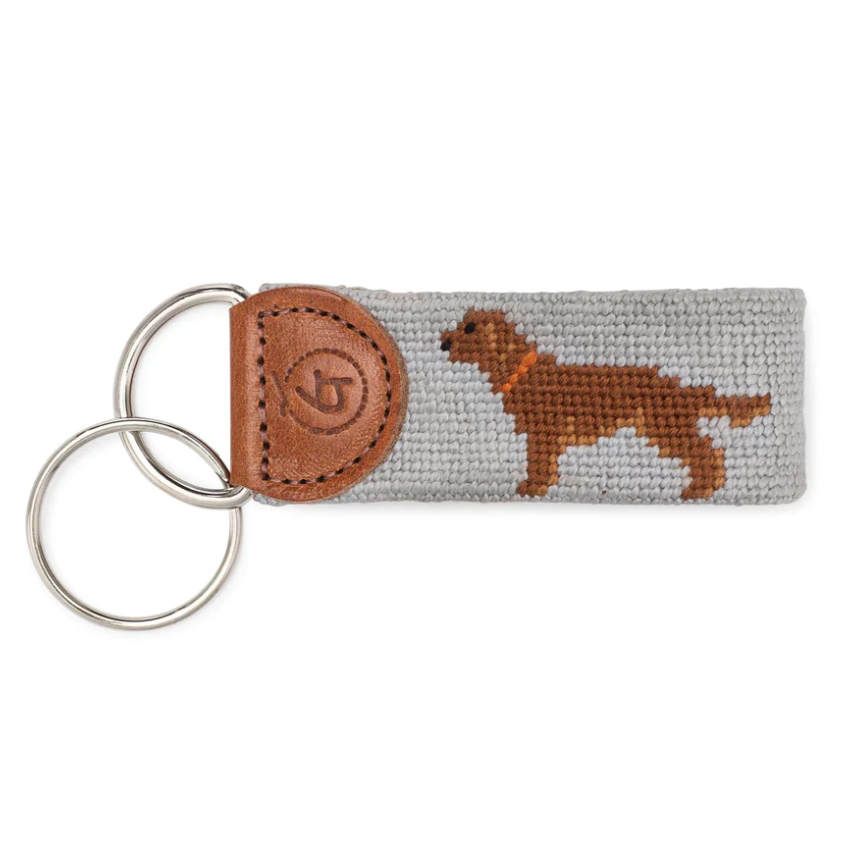 Brown Lab Needlepoint Keychain