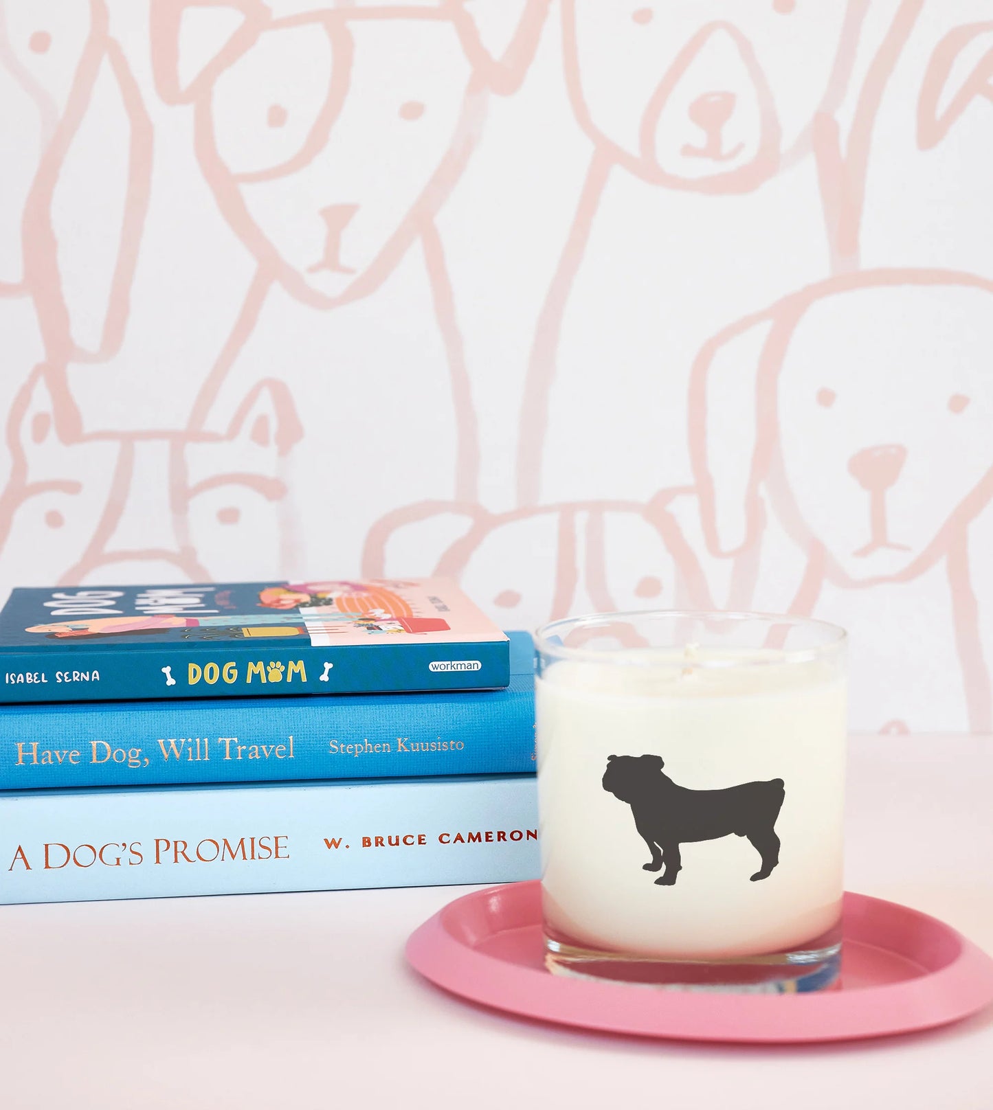 Bulldog Dog Candle&Glass