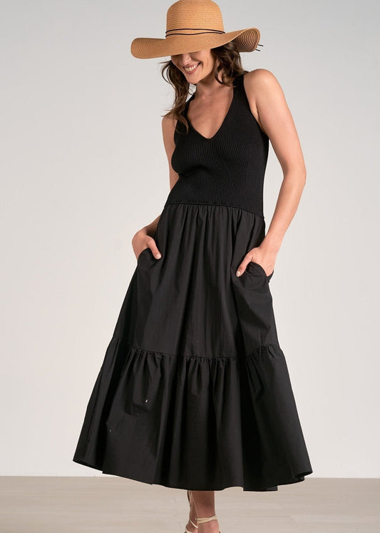 Bobby Mixed Maxi Dress - Black