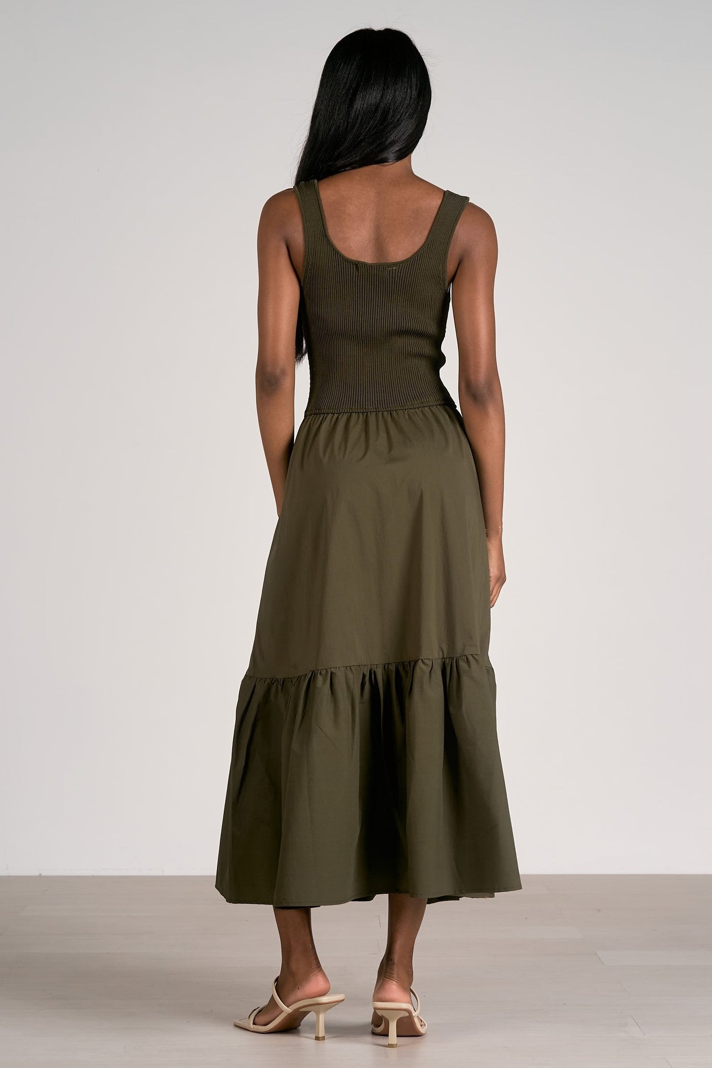 Bobby Mixed Maxi Dress - Olive