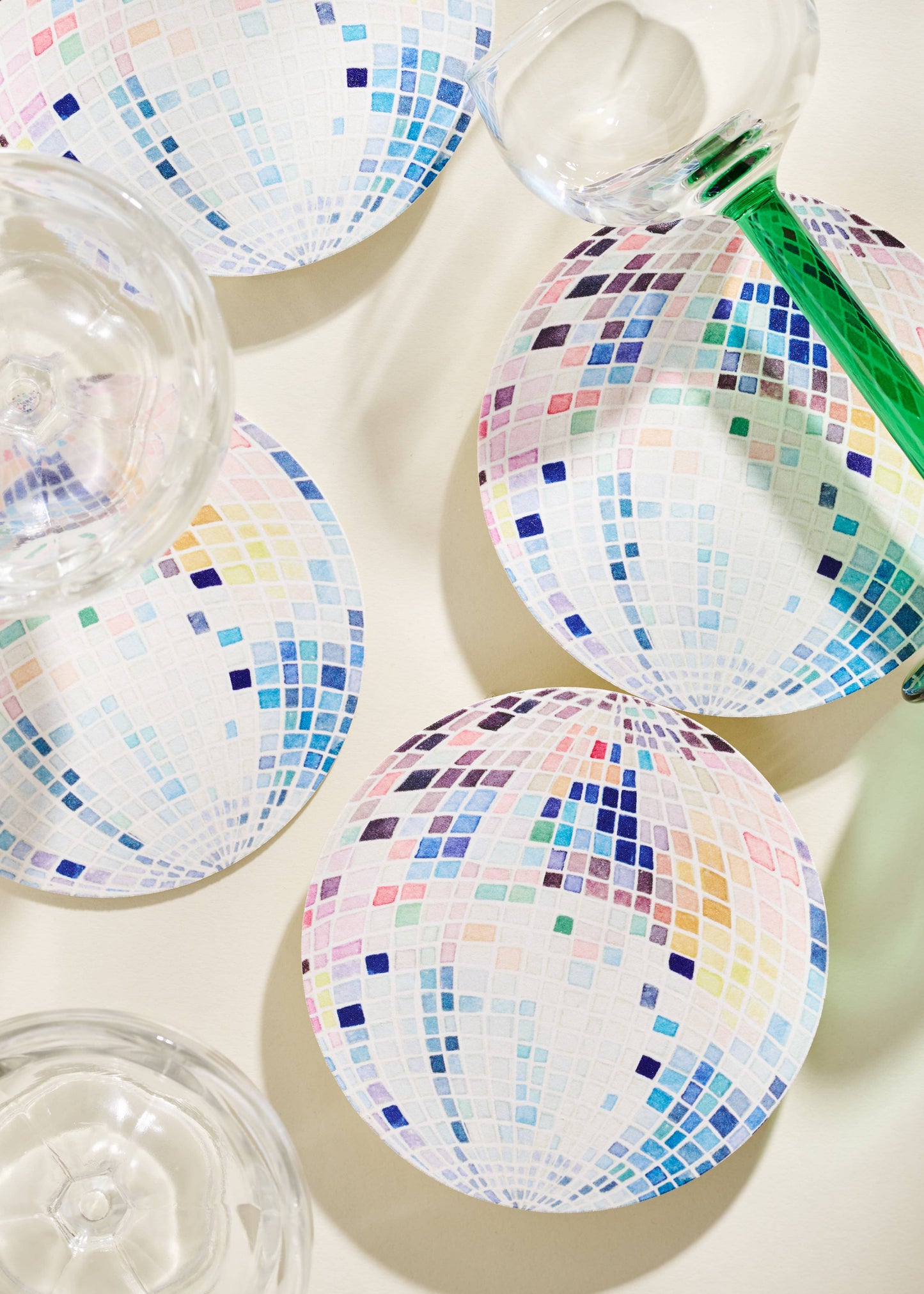Rainbow Disco Ball Reusable Chipboard Coasters