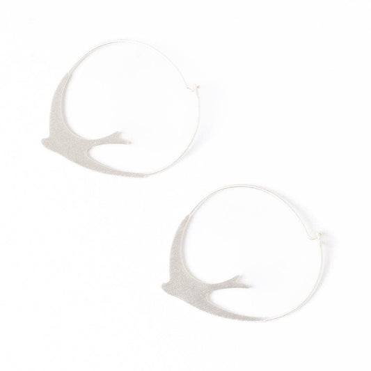 Amelia Circle Bird Hoop Earrings Silver