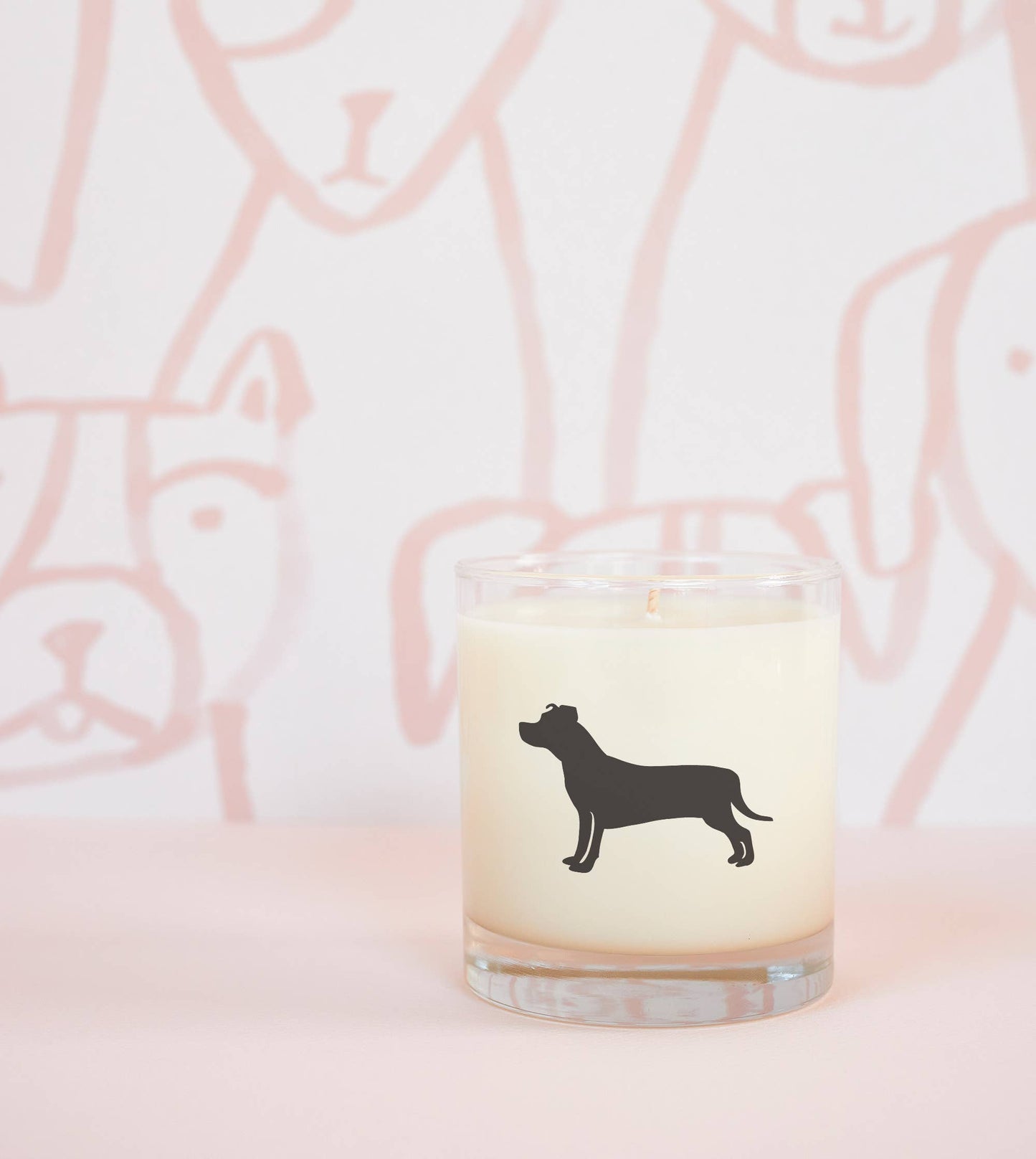 Pitbull Dog Breed Soy Candle: Reusable Rocks Glass