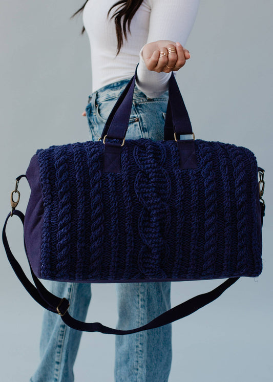 Navy Cable Knit Duffel