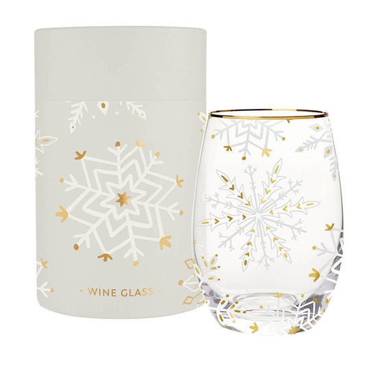 Gold Snowflake Stemless Wineglass