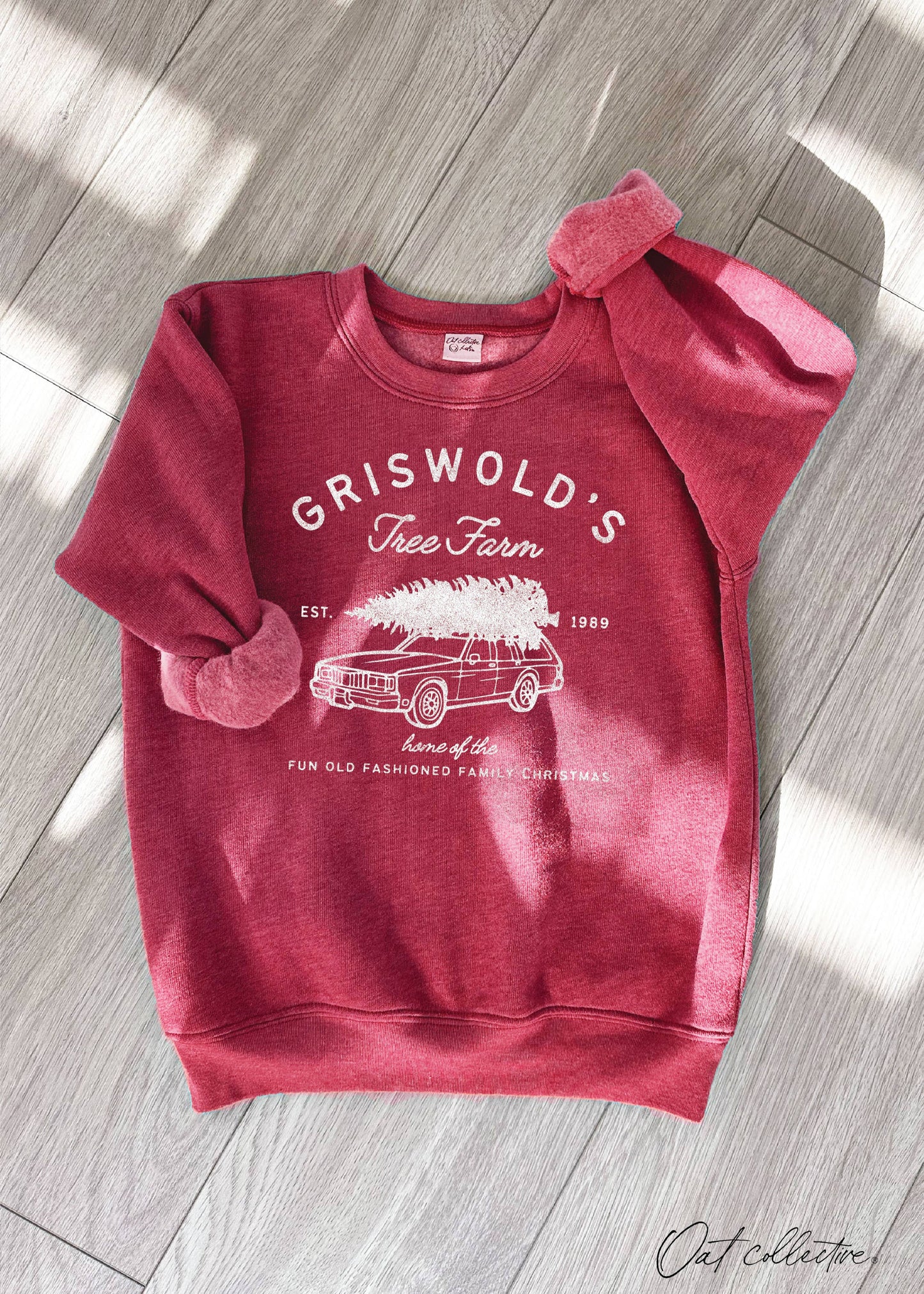 Griswold's Tree Farm Kid's Sweatshirt - Cranberry