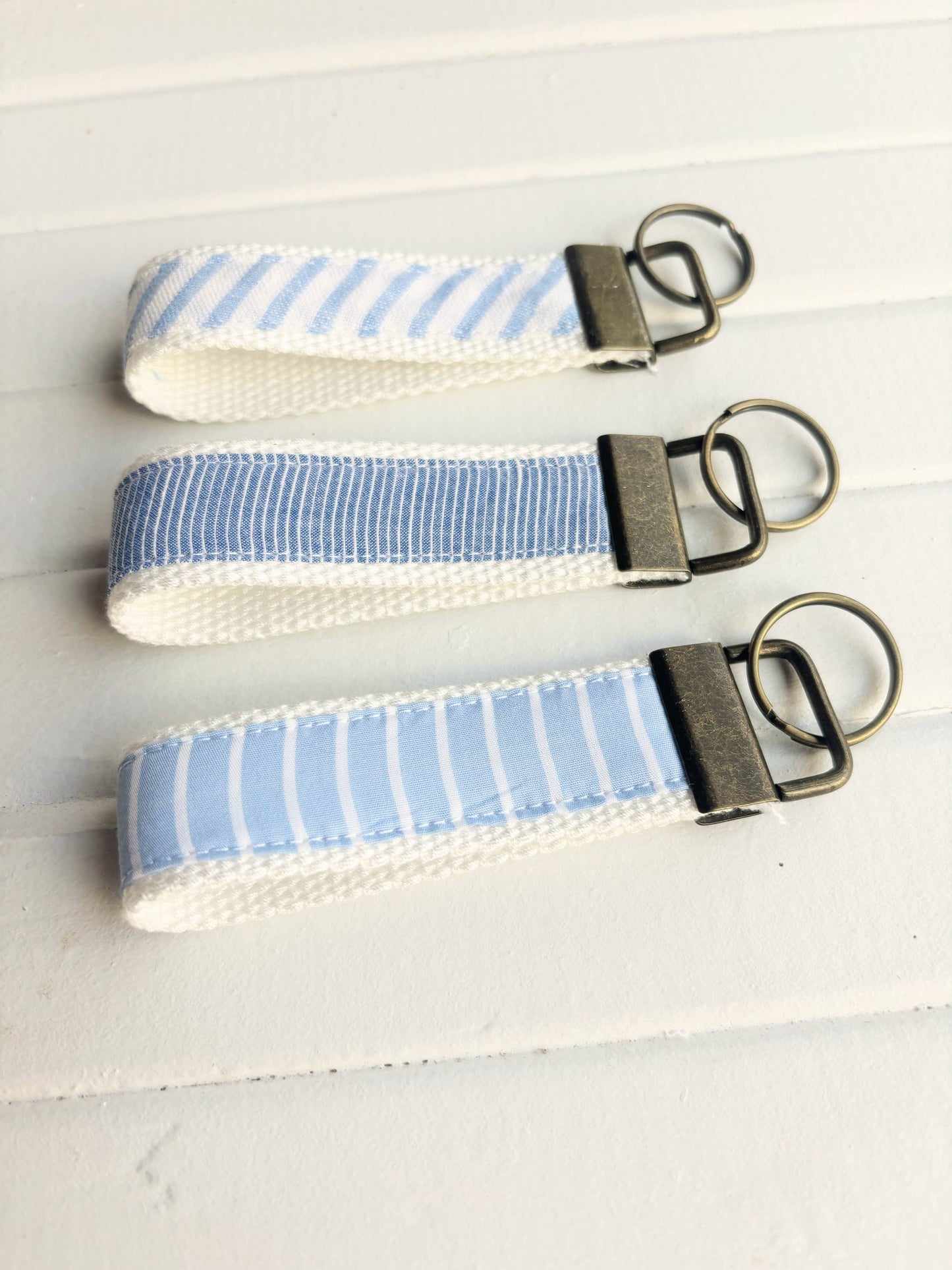 Coastal Stripes Upcycled Fabric Key Fobs