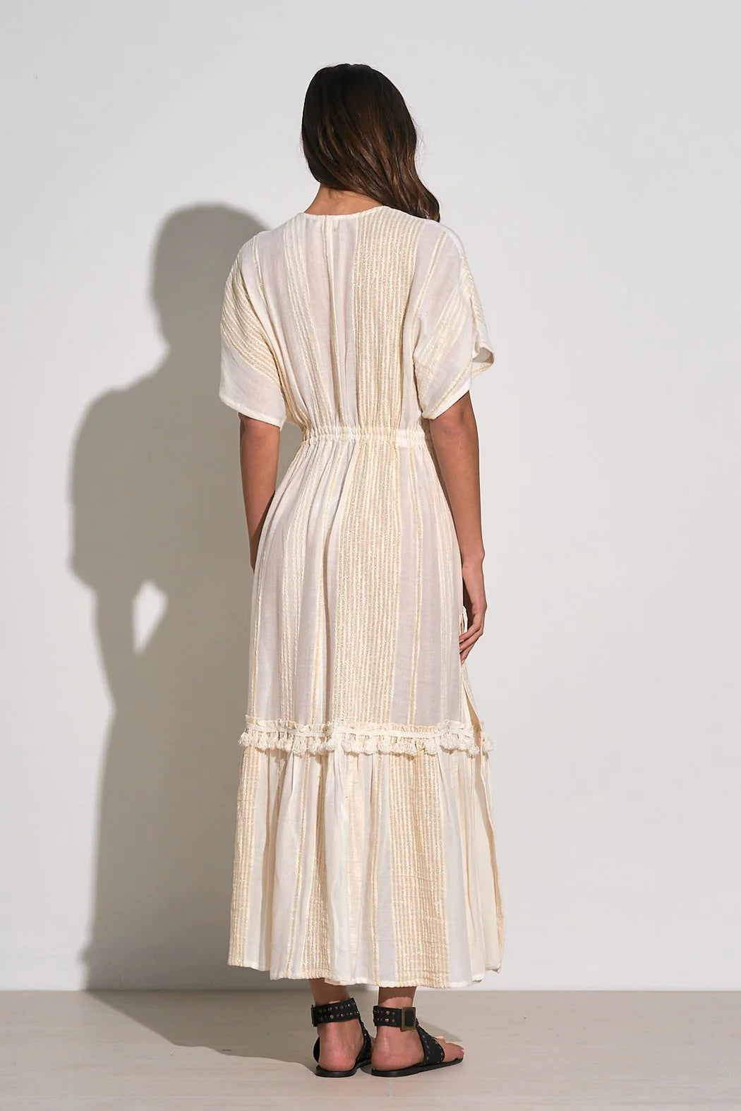 Natural Ruffle Maxi Dress