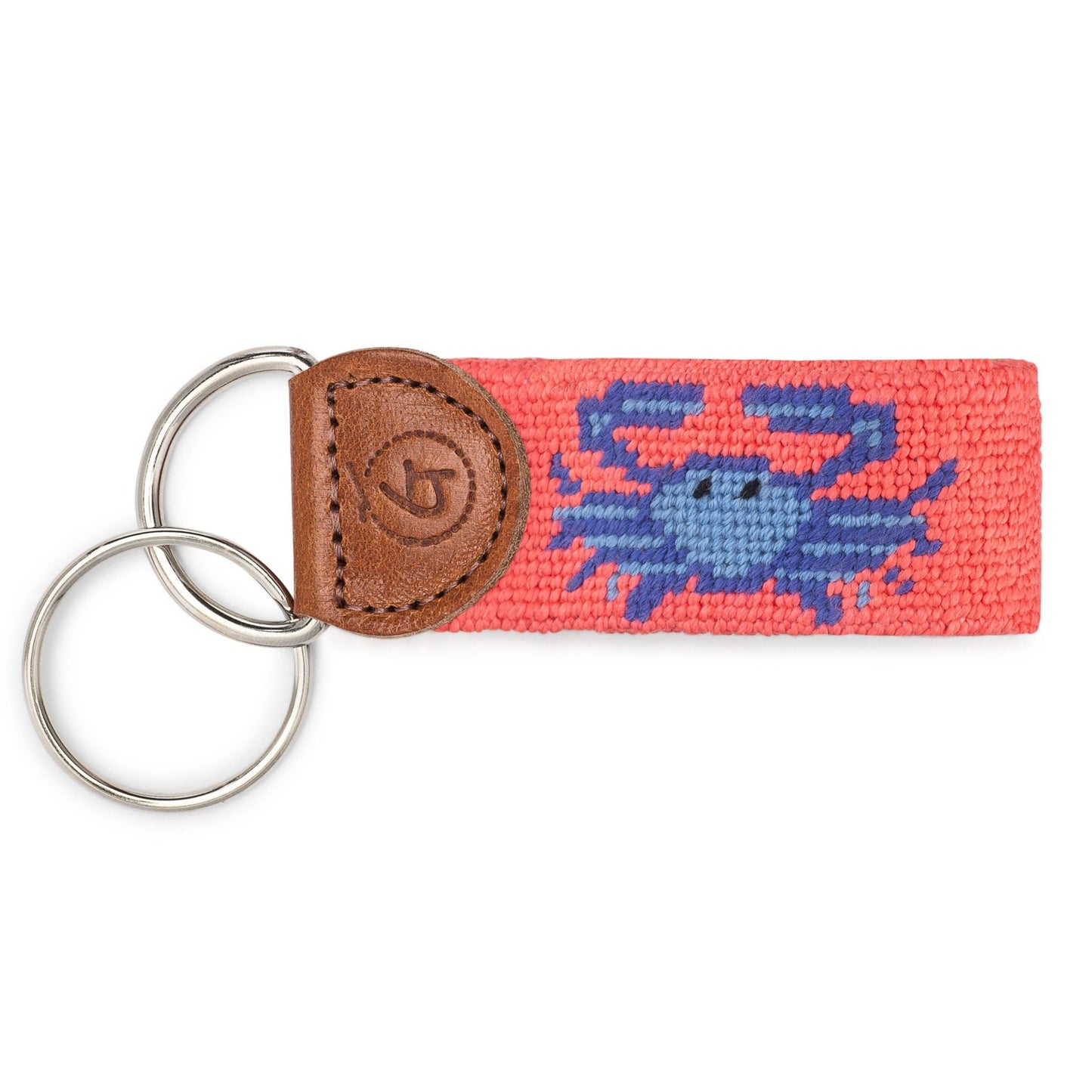 Blue Crab Needlepoint Keychain