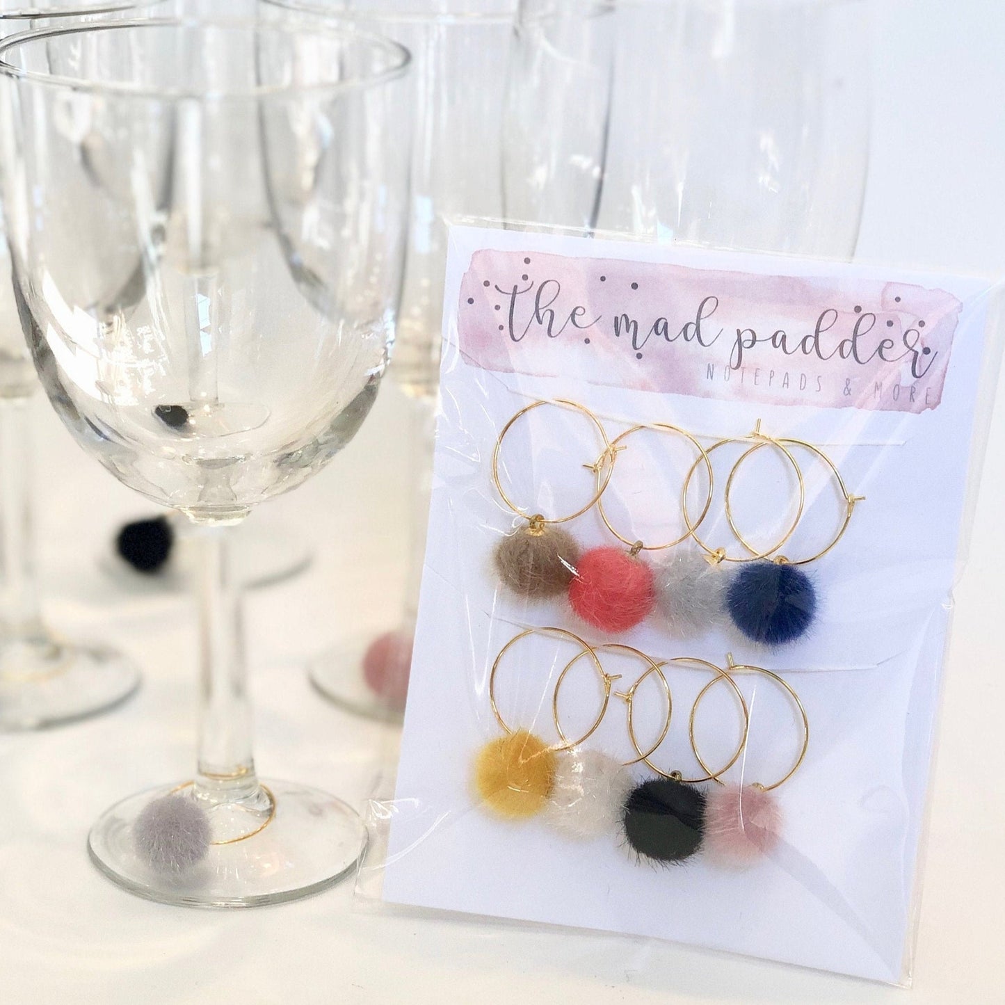 Pom-Pom Wine Charms