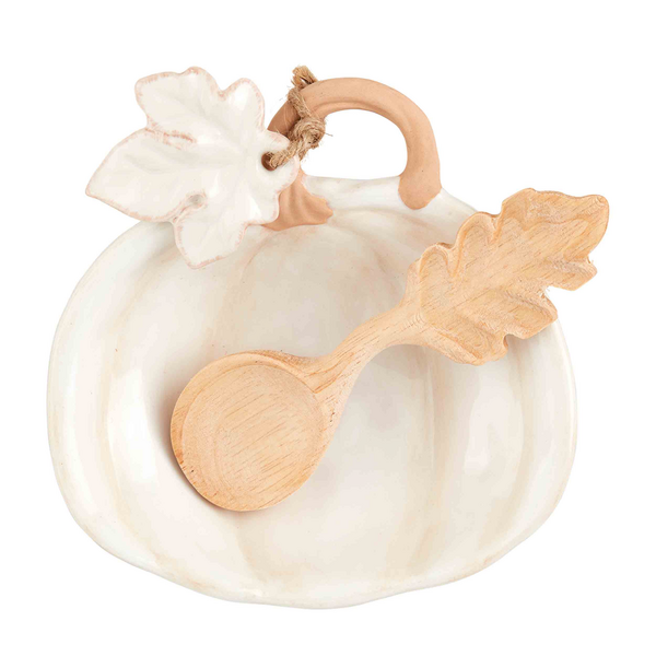 Ceramic Pumpkin Tidbit Dish & Spoon