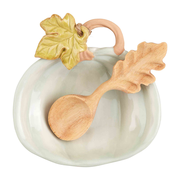 Ceramic Pumpkin Tidbit Dish & Spoon