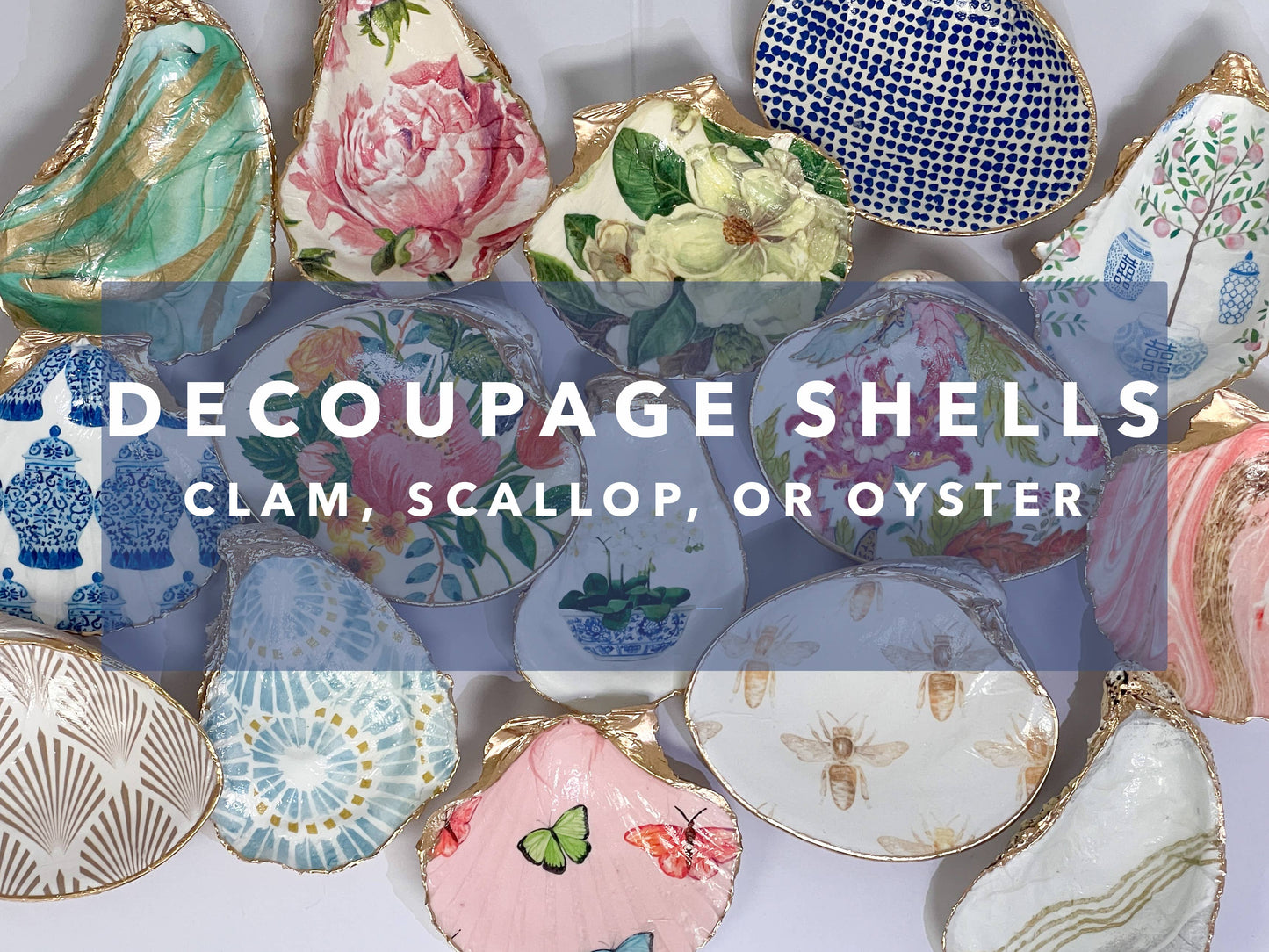 Michelle Allen Designs - Decoupage Shells- Clam, Scallop, or Oyster