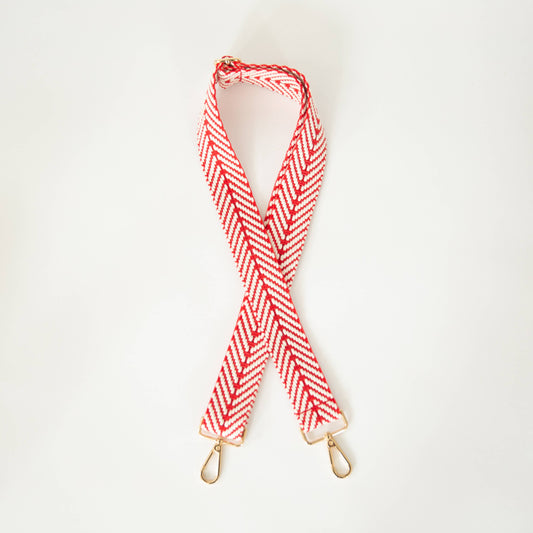 Purse Strap Woven Red & White Chevron