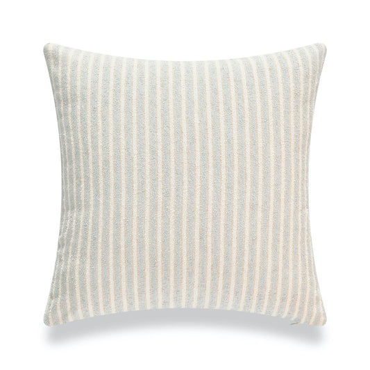 Blue Taupe Ticking Stripes Throw Pillow - 18"