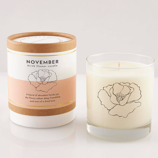 November Birth Flower Candle & Glass