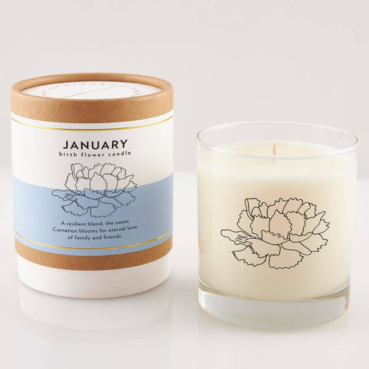 January Birth Flower Candle & Glass