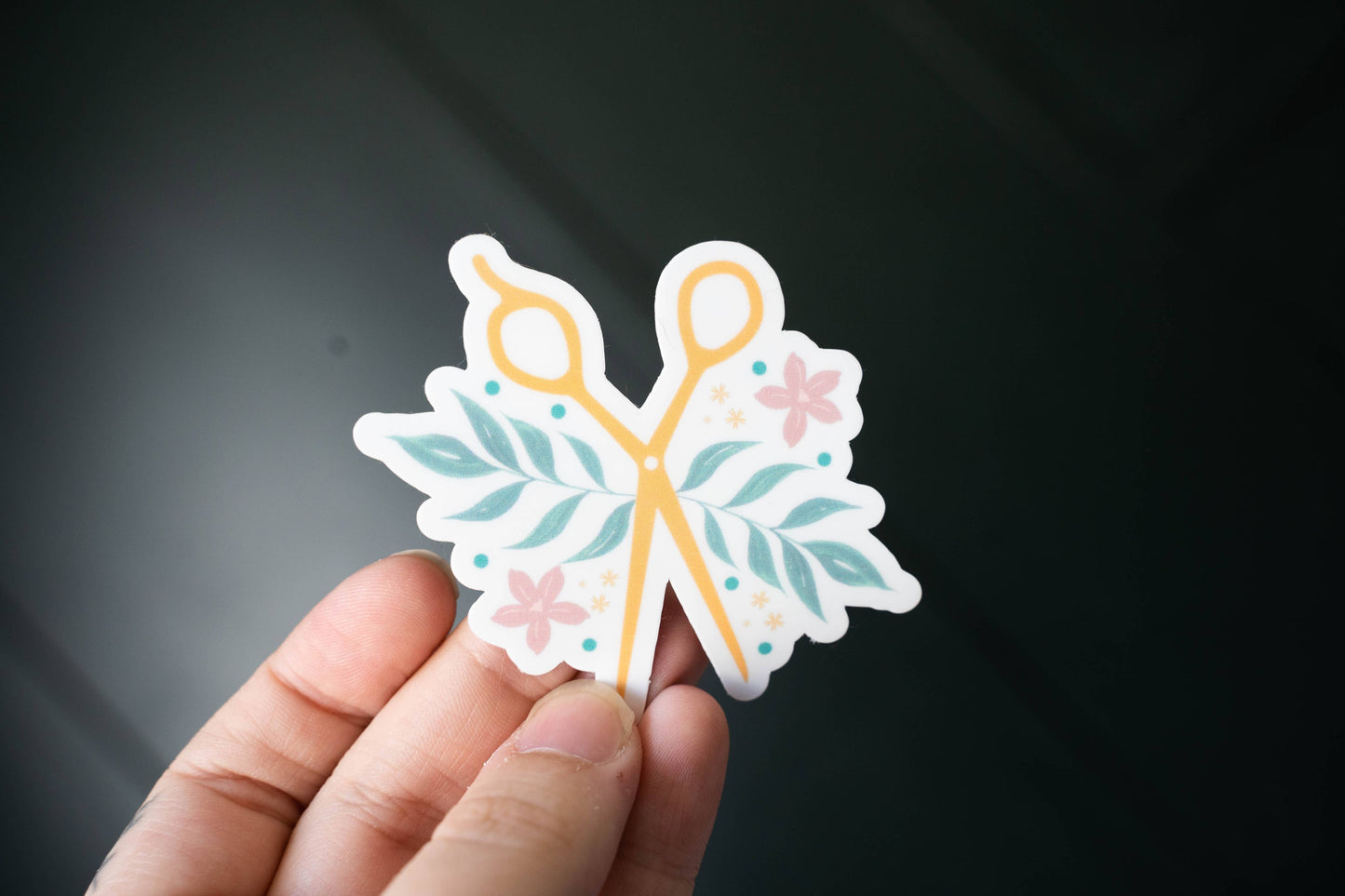 Waterproof Floral Scissors Sticker