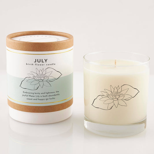 July Birth Flower Candle & Glass