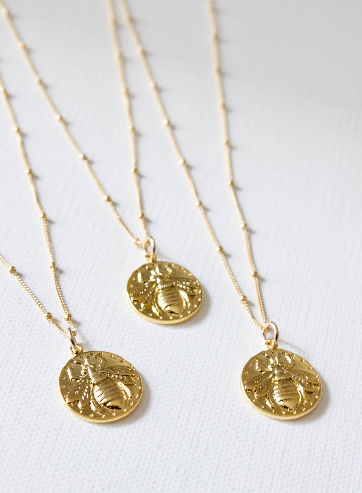 Gold Bee Medallion Necklace