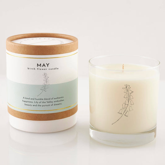 May Birth Flower Candle & Glass