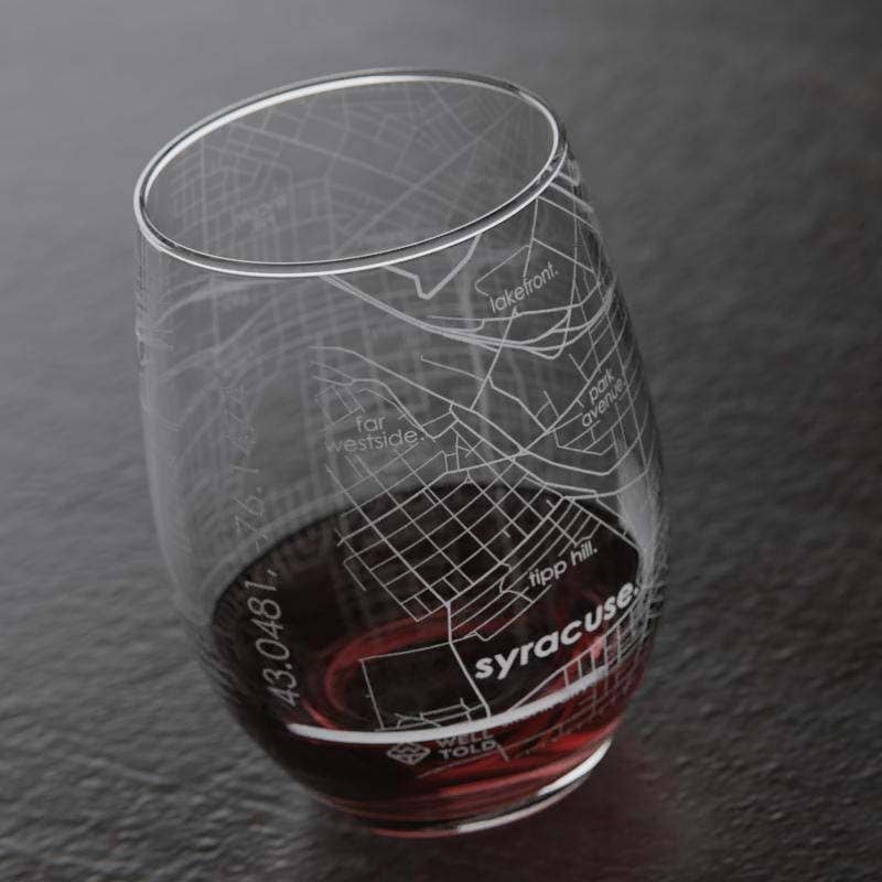 Syracuse NY Map Wine Glass