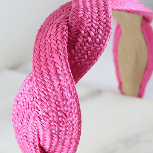 Iverson Straw Headband- Hot Pink