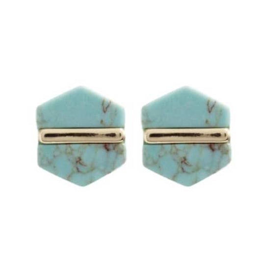 Turquoise Hexagon Studs