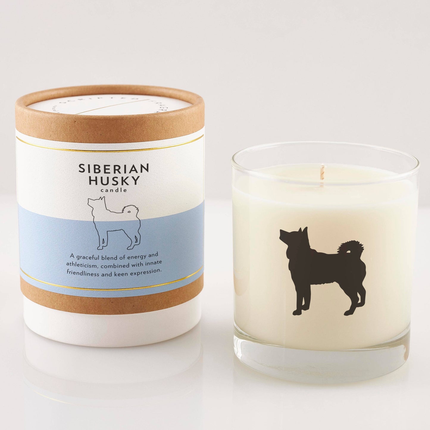 Siberian Husky Candle&Glass