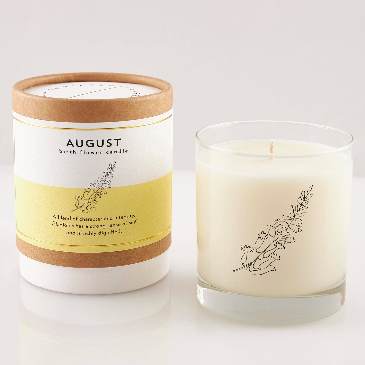 August Birth Flower Candle & Glass