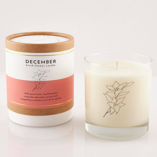 December Birth Flower Candle & Glass