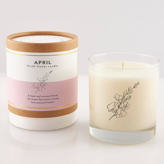 April Birth Flower Candle & Glass