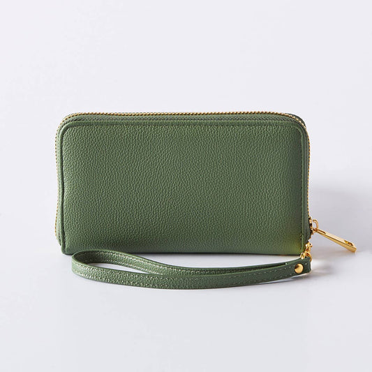 Vegan Leather Wristlet Green