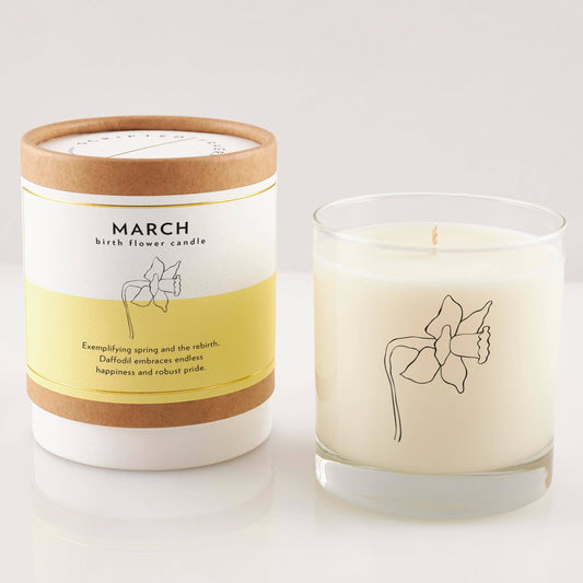 March Birth Flower Candle & Glass